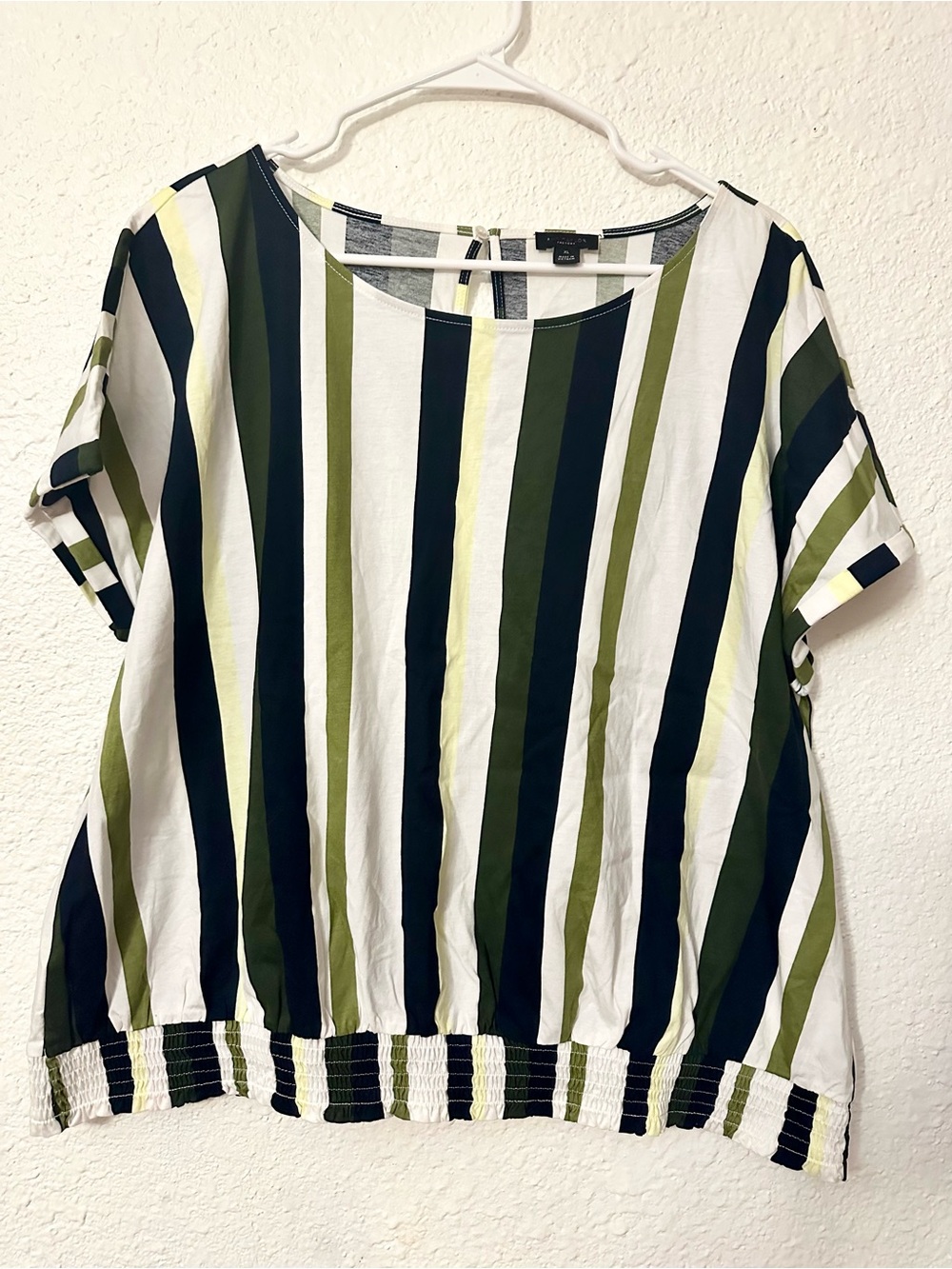Ann Taylor Factory Vertical Stripe Cinched Waistline Blouse